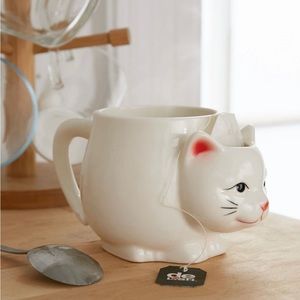 Cat mug with tea bag holder
